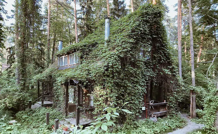 Dachas en los campos de Rusia