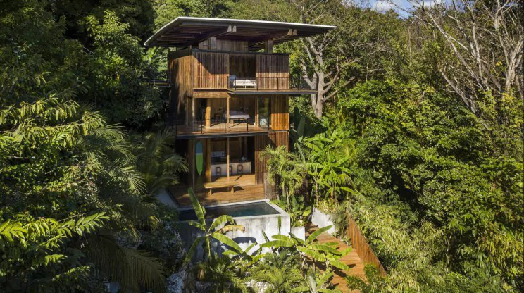 Una cabaña passivhaus construida con madera del «árbol de la lluvia»