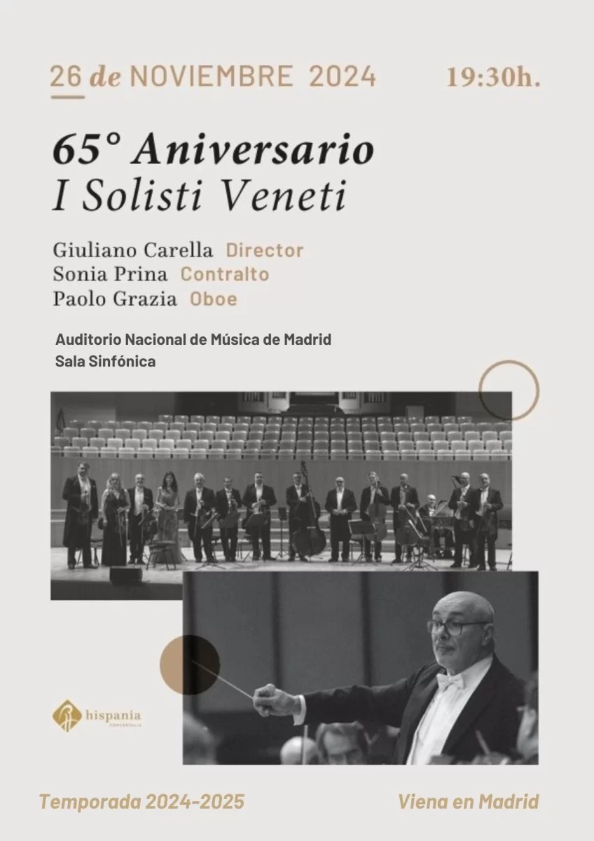 El martes 26 de noviembre de 2024, a las 19:30, en el Auditorio Nacional de Música de Madrid, inicio del ciclo “Viena en Madrid” Temporada 24/25