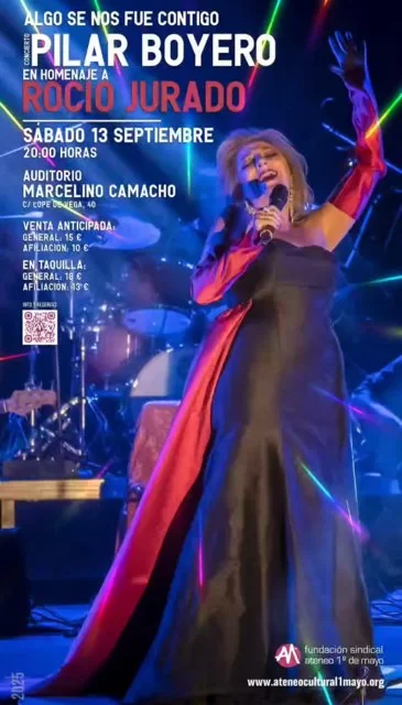 Pilar Boyero homenajea a Rocío Jurado, con un concierto en Madrid, el próximo sábado día 13